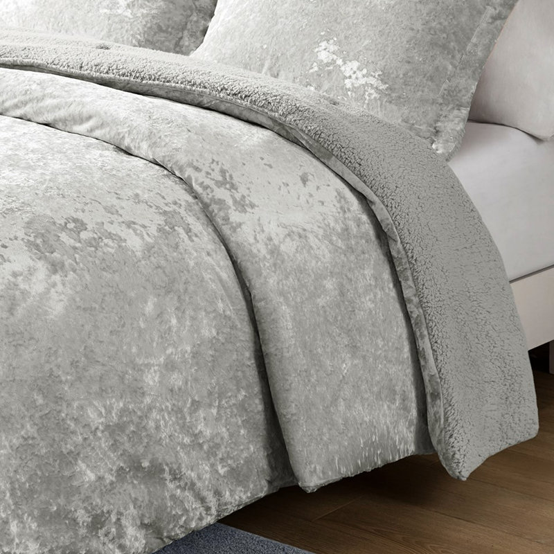 Édredon simple / simple TG en velours gris avec chaleur inversée