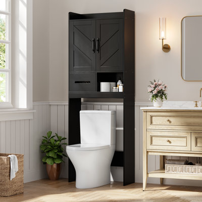 Organisateur de rangement pour salle de bain 65 po avec tablette réglable et porte-papier hygiénique H 65 po