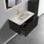 Meuble-lavabo flottant rayé en chêne noir brossé de 30 po avec lavabo en céramique blanche, meuble-lavabo pour salle de bain moderne, lavabo une pièce sans drain, pré-assemblé-846832136-846832137