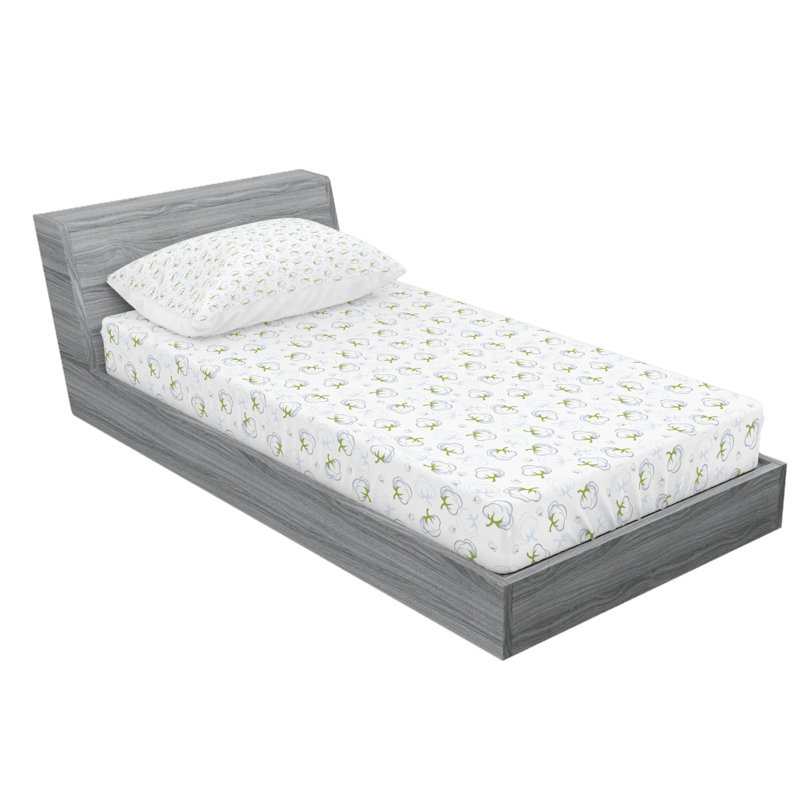 Microfiber Floral Sheet Set, Twin Sheet Set with Fitted Sheet and 1 Pillowcase, Green Floral