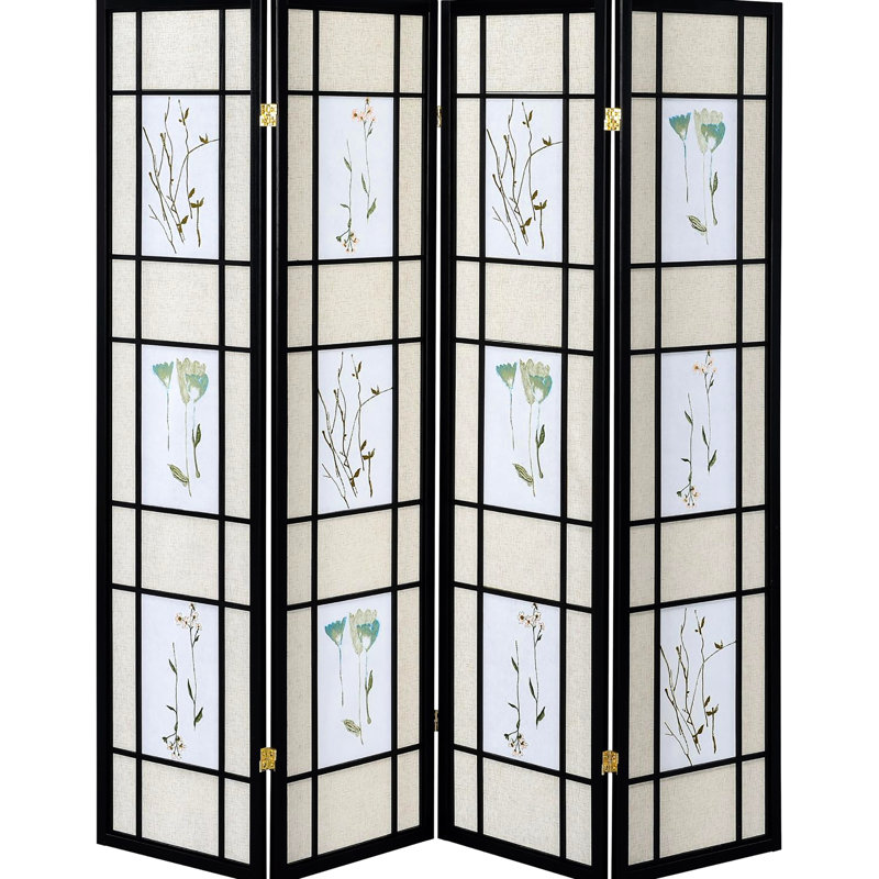 Paravent noir encadré avec imprimé floral artistique - rehausser le décor