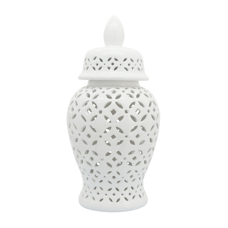 Pot à gingembre en céramique Austra, H 24 po x l 11,81 po x P 11,81 po, Blanc