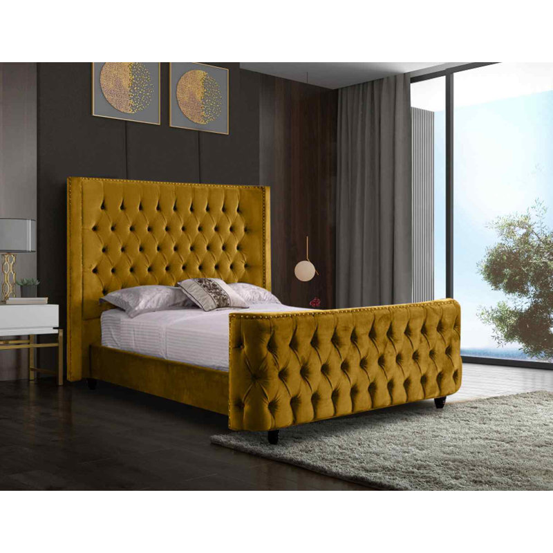 Upholstered Bed, Single (3'), Mustard