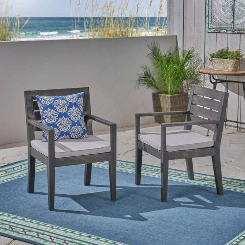Ensemble de 2 chaises d'extérieur avec coussin, Gray Cushion/Dark Gray Frame