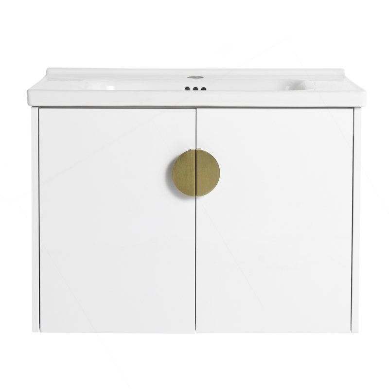 Meuble-lavabo de 28 po avec portes à fermeture douce et lavabo, idéal pour les petits espaces
