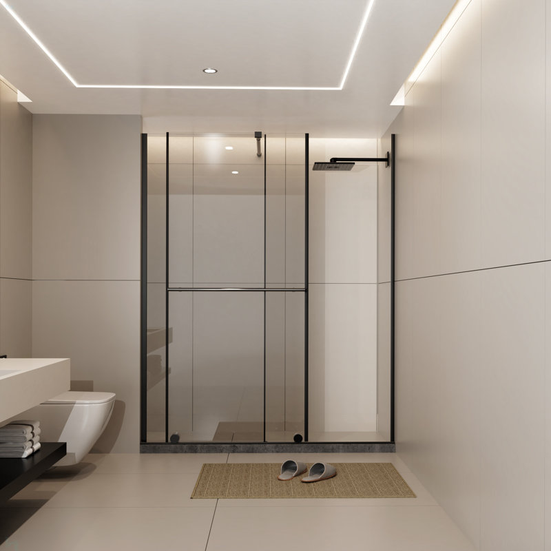 Glass Shower Door, 30 - 60 In.W X 72 In.H Shower Sliding Door Walk-In Shower Screen Dual Usage,1/4 Inch Thick Glass Panel With Stainless Steel Handle, Supporting Bar