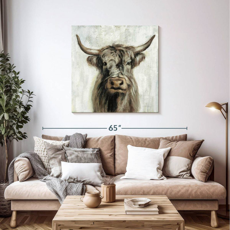 Vache highland, brun, H 39 po x l 39 po
