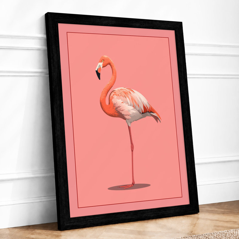 Standing Flamingo Minimalist - Print, A2 - 59.4 x 42.0 cm, Black
