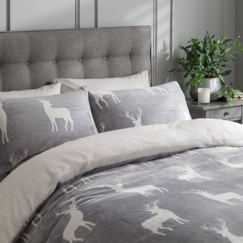 Aamina Animal Print Duvet Cover Set with Pillowcases Included, Grey, Double - 2 Standard Pillowcases