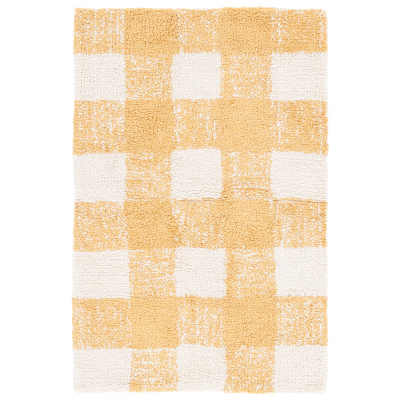 Briaroaks Hand Woven Recyclyed Cotton Pile Machine Washable Plaid Rug, Rectangle 5' x 8'