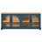 67" Farmhouse Storage Cabinet TV Stand for TVs up to 70" with Glass Doors, Two-Tone Blue & Natural Wood Grain-1130456398
