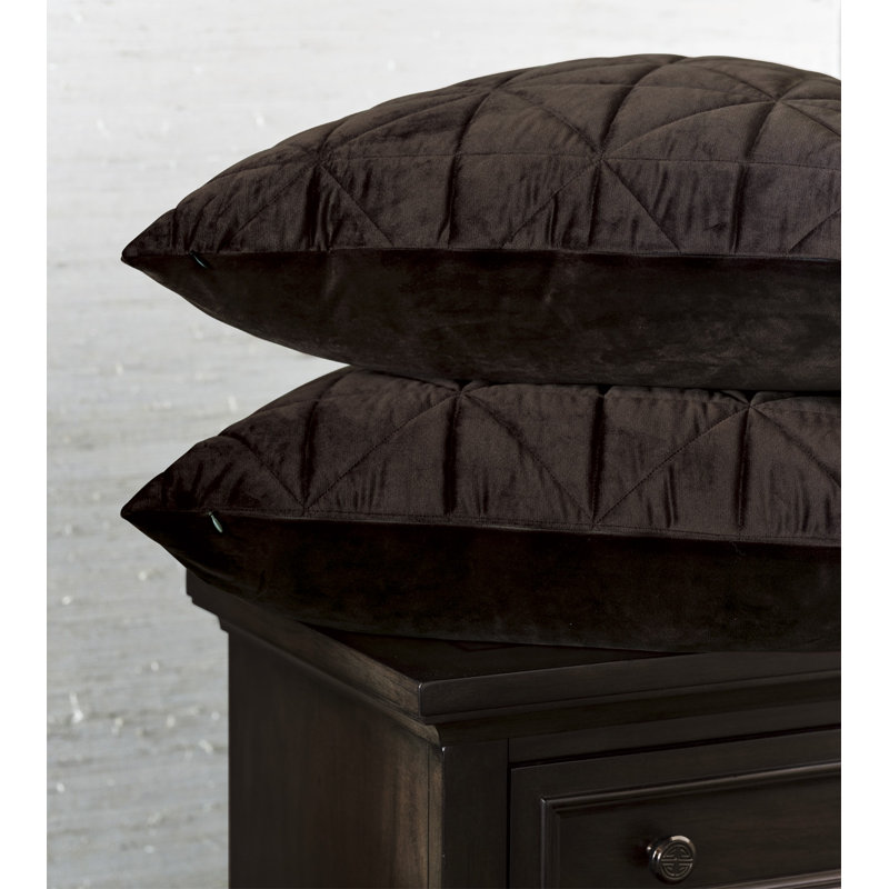 Nova Quilted Velvet Sham, Euro , Cocoa