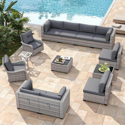 Outdoor Wicker Patio Conversation Furniture Set with Cushions