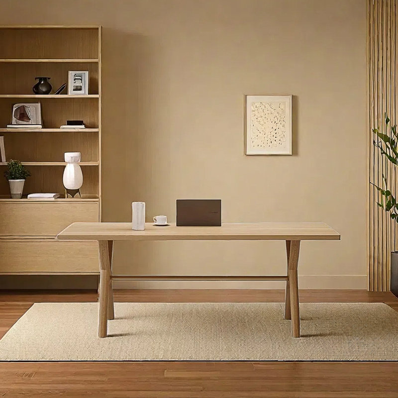 Art natural solid wood rectangular dining table, 29.52"H x 62.99"L x 31.49"W