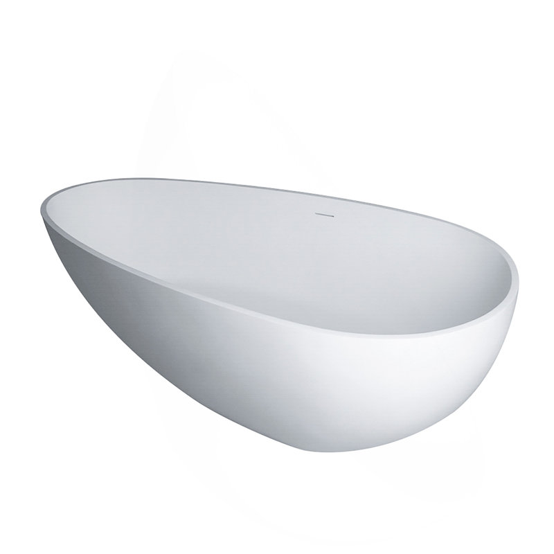 Baignoire de trempage autoportante en résine 59 po avec trop-plein de couleur blanche matte 59 po, Blanc mat