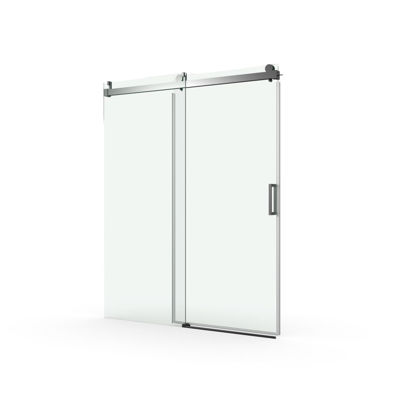 Porte de douche coulissante simple, l 60 po x H 76 po, verre trempé de 3/8 po. Noir mat. Offre une solution de salle de bain élégante et transparente H 56 po - verre, noir, séduisant, facile à nettoyer