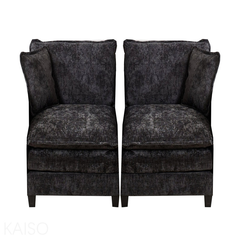 Canapé Cloud deux places (le coussin sur l'accoudoir non inclus), canapé modulaire moderne, pour appartement, coussin de siège rembourré à double couche confortable, tissu chenille respirant, noir, Sw504abk