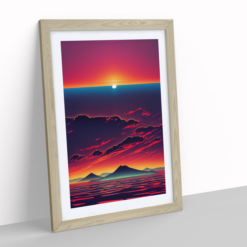 Seductive Sunset - Single Picture Frame Print, 34cm H x 25cm W x 2cm D, Oak Framed