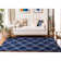 Rodgers Hand Woven Flat Weave Wool/Cotton Geometric Rug in Blue/Ivory
