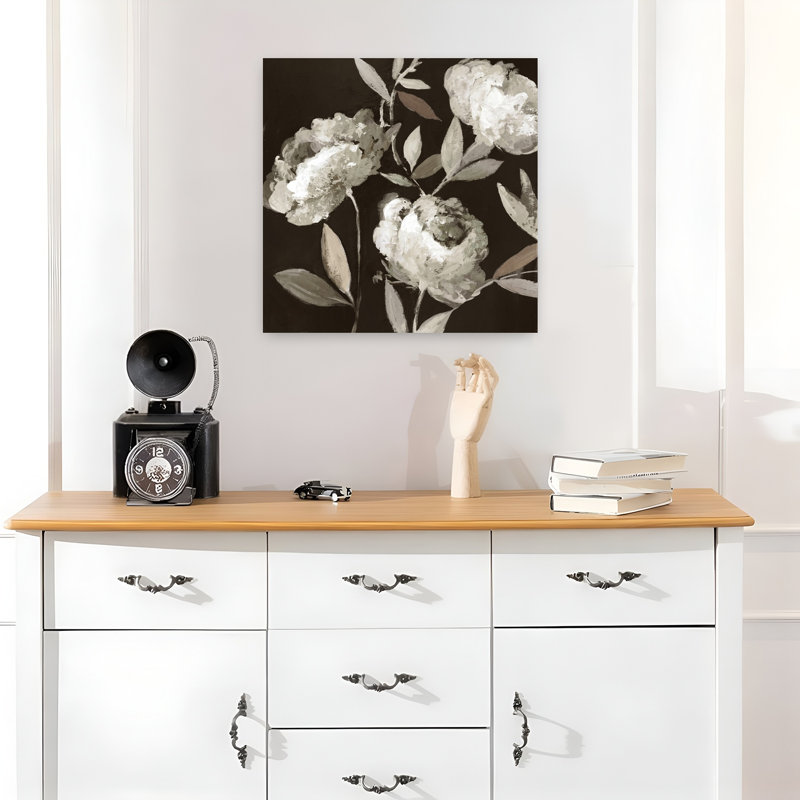 Pivoines sur ébène, délicat, élégant, pivoine romantique, architecture naturelle, art, H 18 po x l 18 po