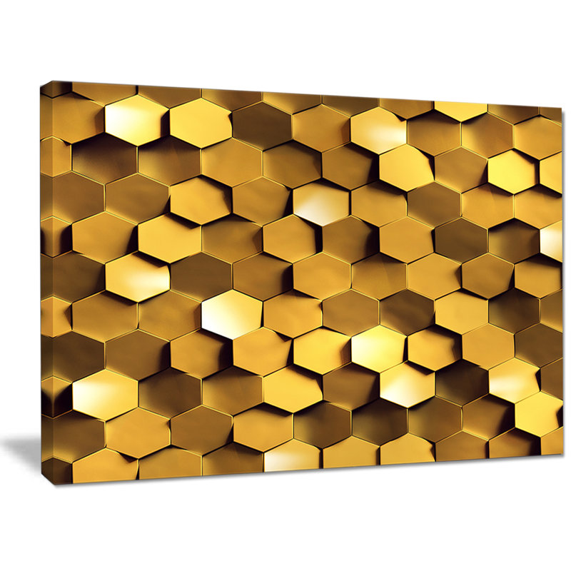 «Golden Honeycomb Wall Texture», impression sur toile tendue, H 16 po x l 32 po x P 1 po