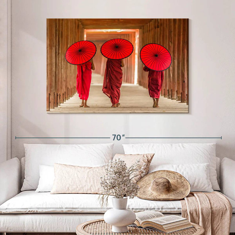 Adella Three Buddhist Monks, 32" H x 48" W