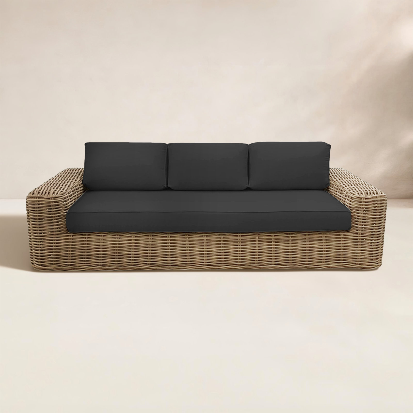 Admiral 89'' Wide Rectangle Patio Sofa with Cushions, Gray