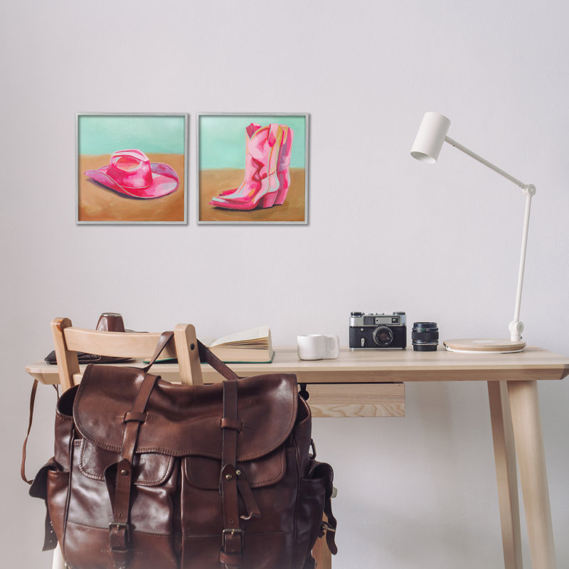  Ensemble de 2 giclées roses par Grace Popp, Estampe numérique Farmhouse, H 12 po x l 12 po