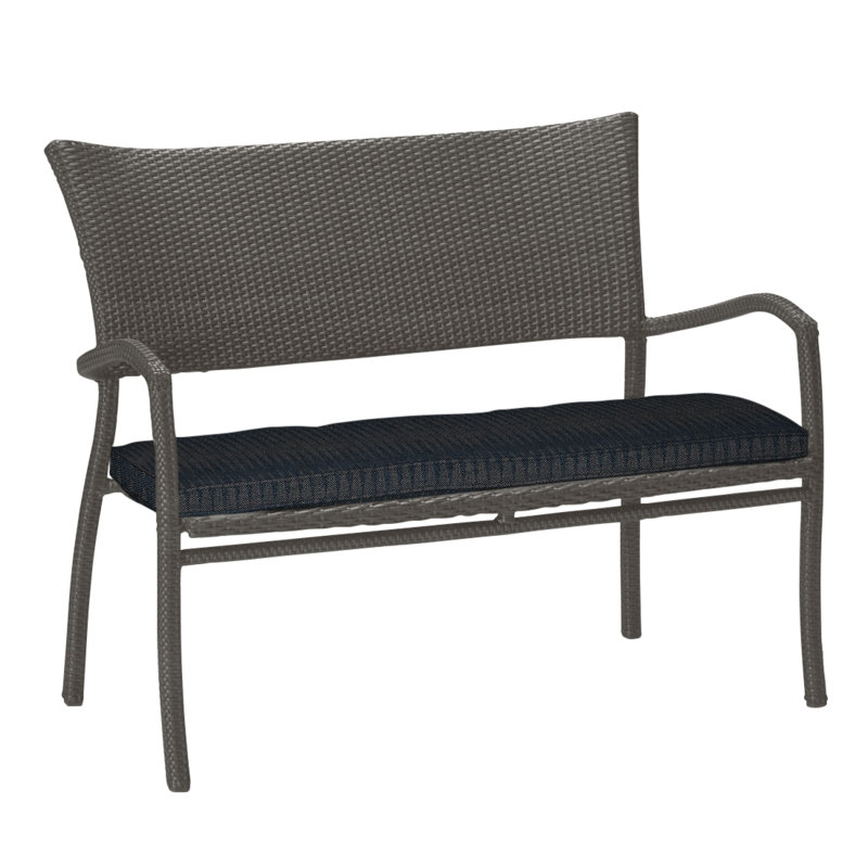 Skye Wicker Garden Bench, Slate Gray, Intermix Bark, Welt
