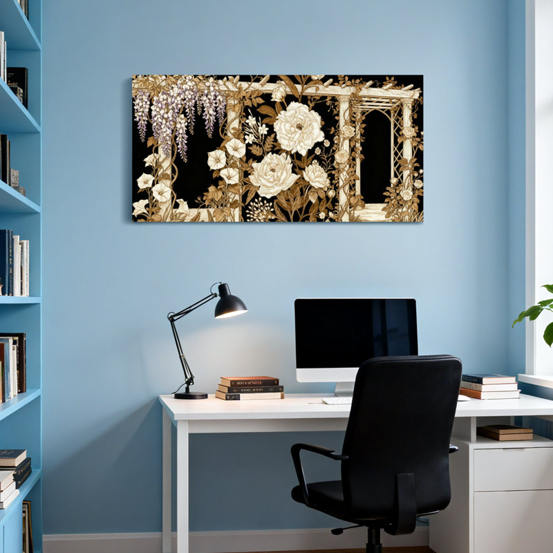 Treillis de jardin floral avec plantes et fleurs, H 16 po x l 32 po