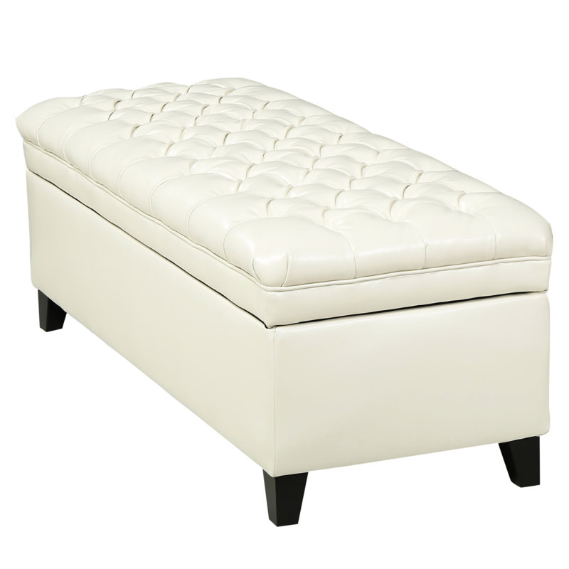 Storage - , Pu Leather Upholstered , 50" X 20.5" 18.39", 33.22 Lb In Color, Leather, Lb, Functional, Ivory