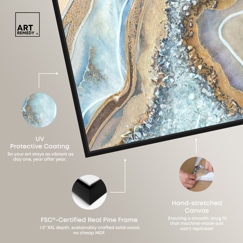 Luxurious Geode Abstract Canvas Art in Black Frame, 31" x 46"