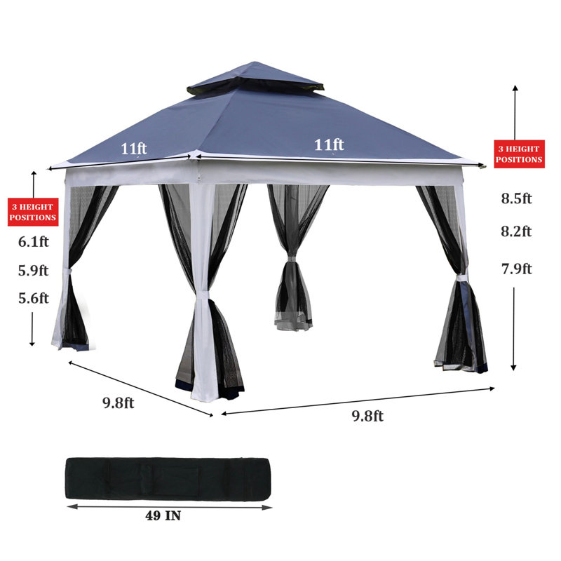 Pavillon de jardin en acier, 9.8 Ft. W x 9.8 Ft. D, Blue
