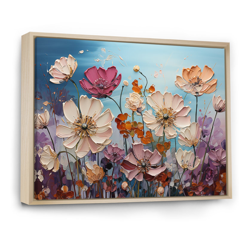 «White Morning Glory Flower Field I» sur toile, Cadre naturel flottant, 12" H x 20" W