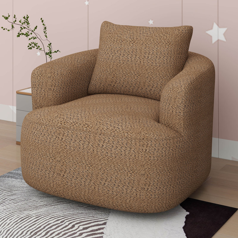 Fauteuil pivotant rembourré à accoudoirs rembourrés Modern, Marron foncé