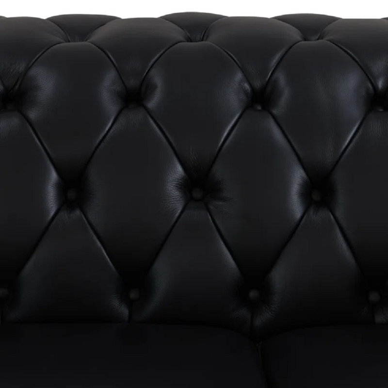 Canapé modulaire 3 pièces Calletana, Cuir véritable noir