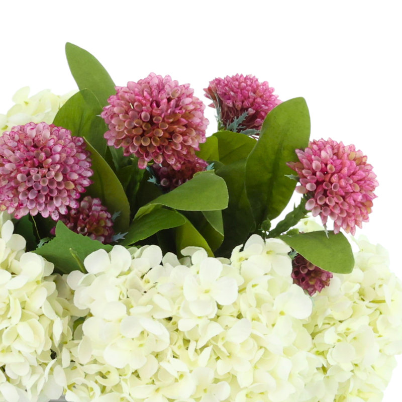Hydrangea and Dahlia Arrangement in Ridged Vase