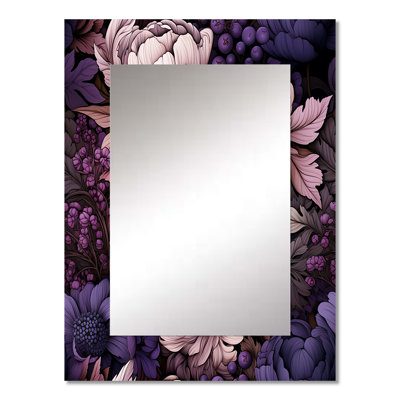 Aemon Gothic Botanicals Moody Patterns - Floral Decorative Mirror, Cottage Large Wall Mirror, Printed Metal Art