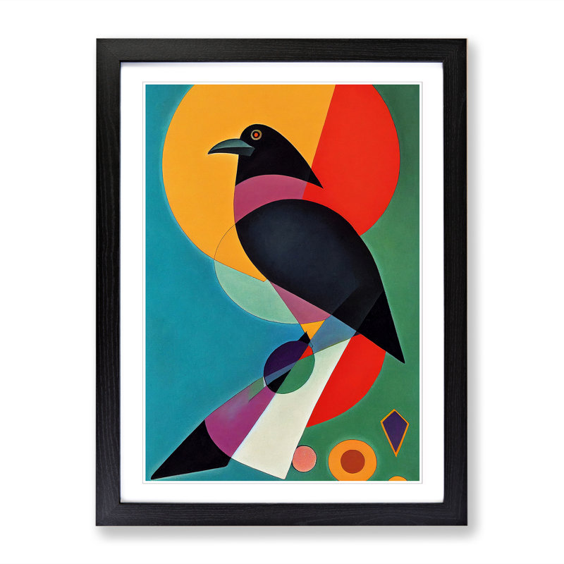 Raven Bird Abstract Vol.3 - Single Picture Frame Print, 46cm H x 34cm W x 2cm D, Black