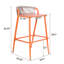 Tabourets de bar d'extérieur à structure en aluminium à hauteur d'assise de 29 po avec dossier en forme de feston tissé à la corde, ensemble de 2, orange-1830882339