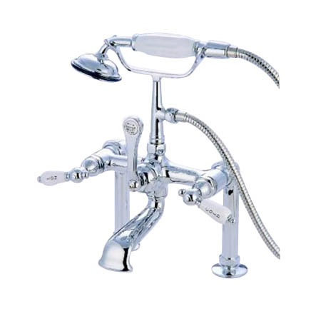 Hot Springs Triple Handle Wall Mounted Clawfoot Tub Faucet with Handshower, Chrome