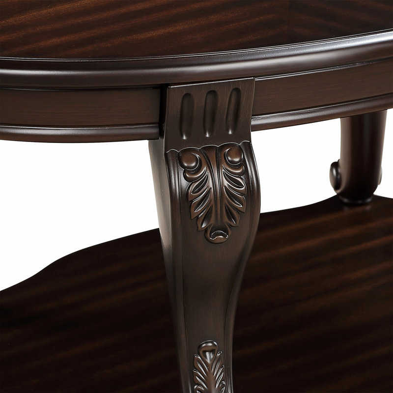 Table de bout ronde, table d'appoint en bois avec tablette pour le salon