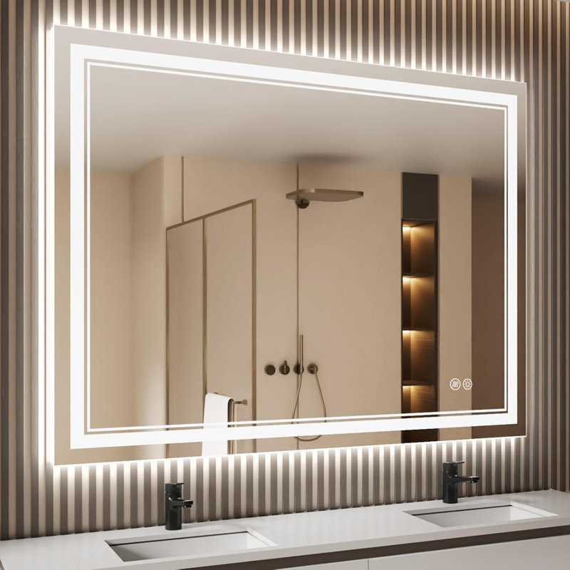 Miroir de salle de bain à DEL Chrisna, 47,8 po x 40,1 po