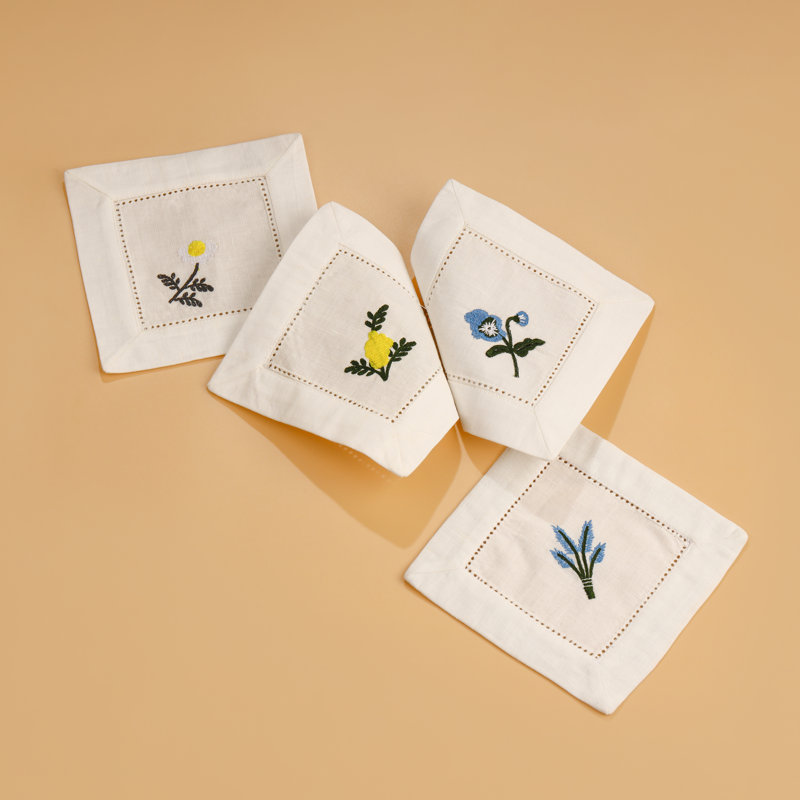 Serviettes de cocktail brodées Blooms & Bubbles