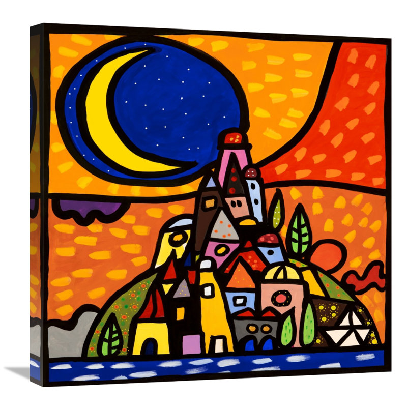 Luna Sulla Collina par Wallas - impression sur toile tendue, H 24 po x l 24 po x P 1,5 po, Toile tendue, Aucun mat