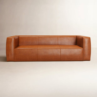 Queensland 88" Genuine Leather Tuxedo Arm Sofa