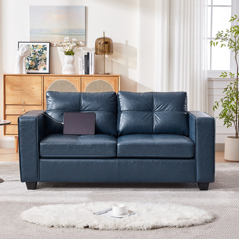65" Modern Sofa, Blue