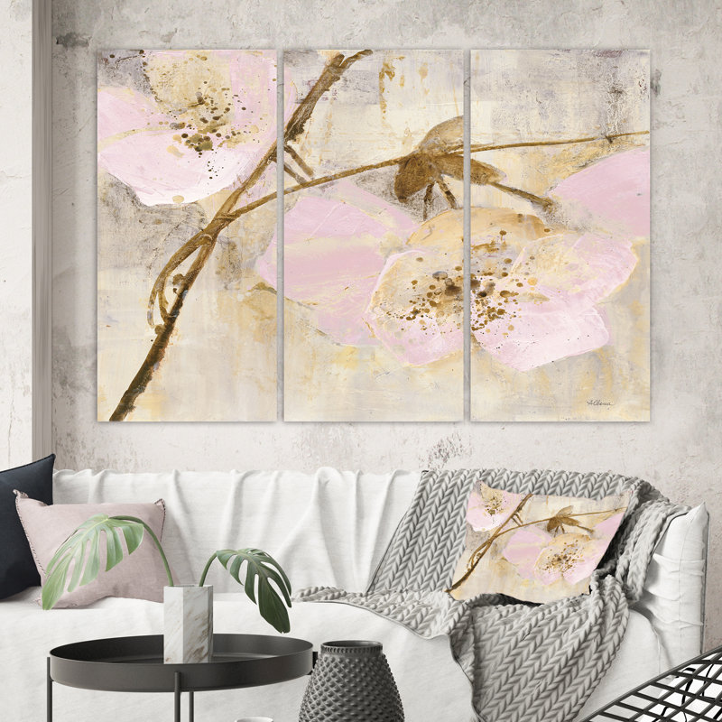 Shabby’élégance ii rose', reproduction d’image multi-pièce sur toile, H 32 po x l 48 po x P 1 po