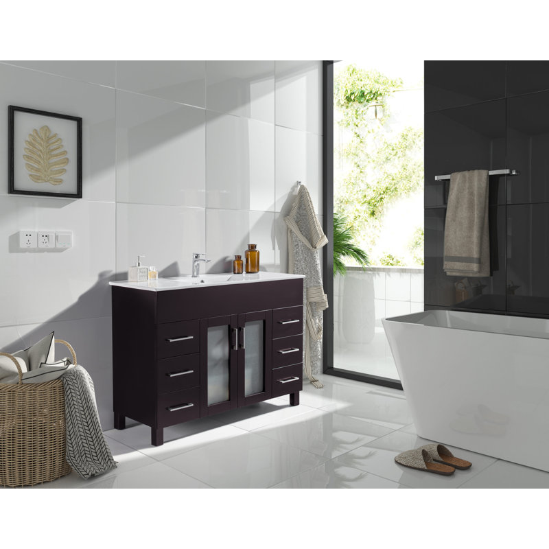 Ensemble de meuble-lavabo simple 47,64 ", Marron