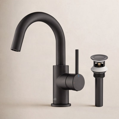 Circular Single-Hole Bathroom Faucet with Drain